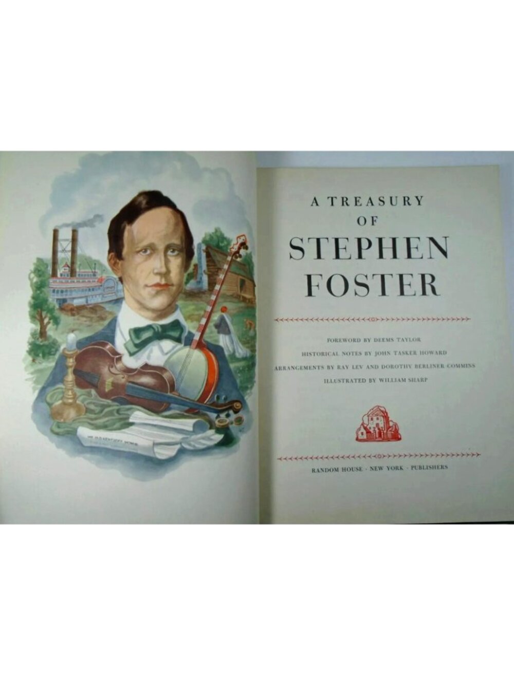 A Treasury Of Stephen Foster First Edition 1946 Hardcover Book Random House Illu - Picture 4 of 5